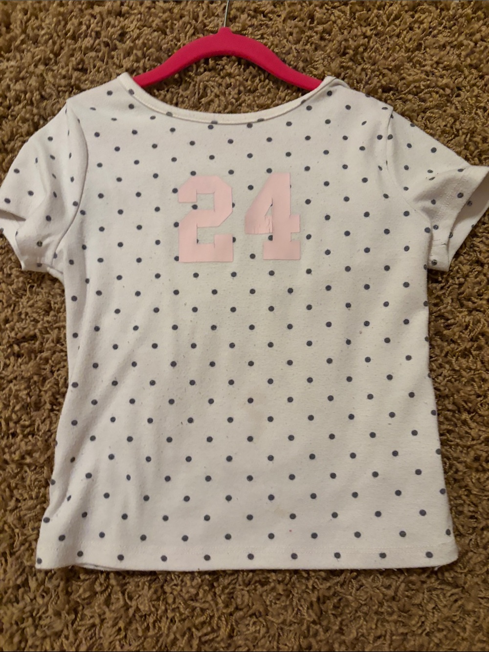 Full Tilt White Short Sleeve Tee with Pink '24' and Navy Dots